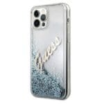 Guess GUHCP12LGLVSBL Blue Glitter Vintage Script Kryt iPhone 12 Pro Max