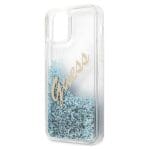 Guess GUHCP12LGLVSBL Blue Glitter Vintage Script Kryt iPhone 12 Pro Max