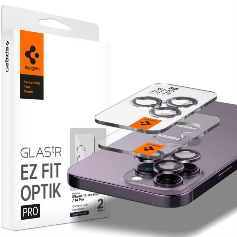 Spigen Optik.tr EZ FIT Camera Protector Ochranné Sklo iPhone 14 Pro/14 Pro Max Deep Purple (2 Pack)