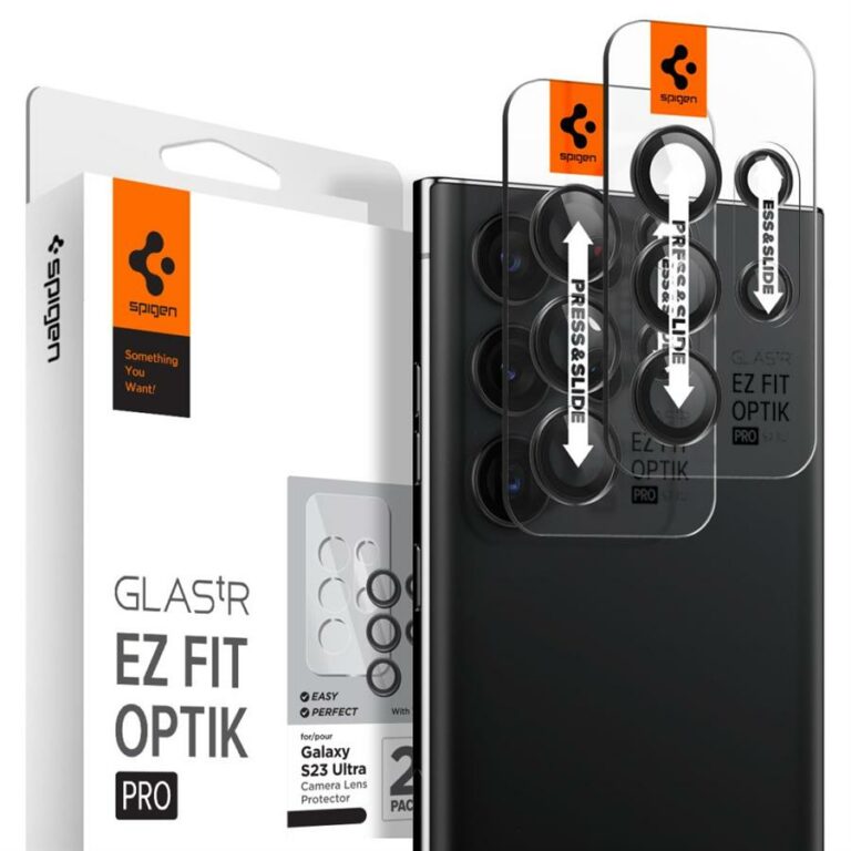 Spigen GLAS.tR EZ FIT Optik Pro Ochranné Sklo Samsung Galaxy S23 Ultra Black (2 Pack)