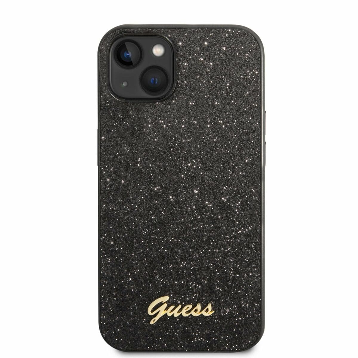 Guess PC/TPU Glitter Flakes Metal Logo Black Kryt iPhone 14