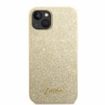 Guess PC/TPU Glitter Flakes Metal Logo Gold Kryt iPhone 14