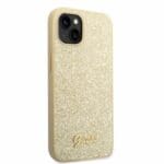 Guess PC/TPU Glitter Flakes Metal Logo Gold Kryt iPhone 14