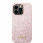 Guess PC/TPU Glitter Flakes Metal Logo Pink Kryt iPhone 14