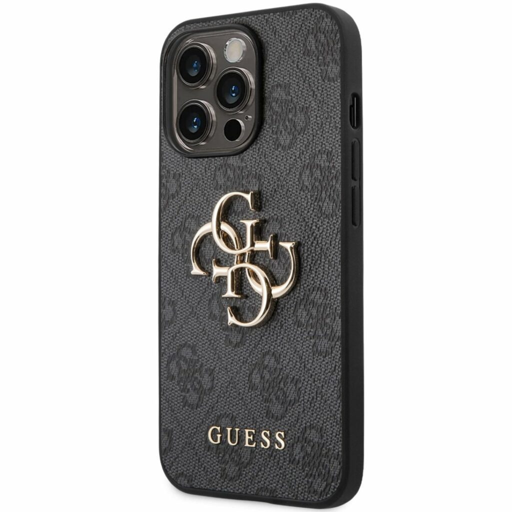 Guess PU 4G Metal Logo Grey Kryt iPhone 14 Pro