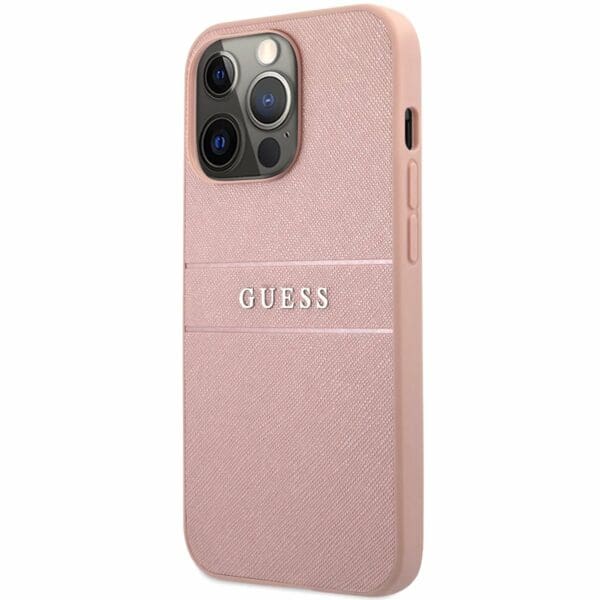 Guess PU Leather Saffiano Pink Kryt iPhone 14 Pro