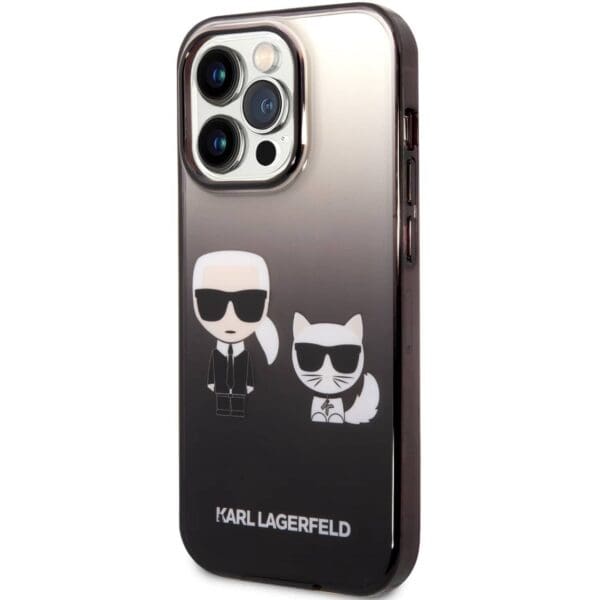 Karl Lagerfeld Gradient Karl and Choupette Black Kryt iPhone 14 Pro