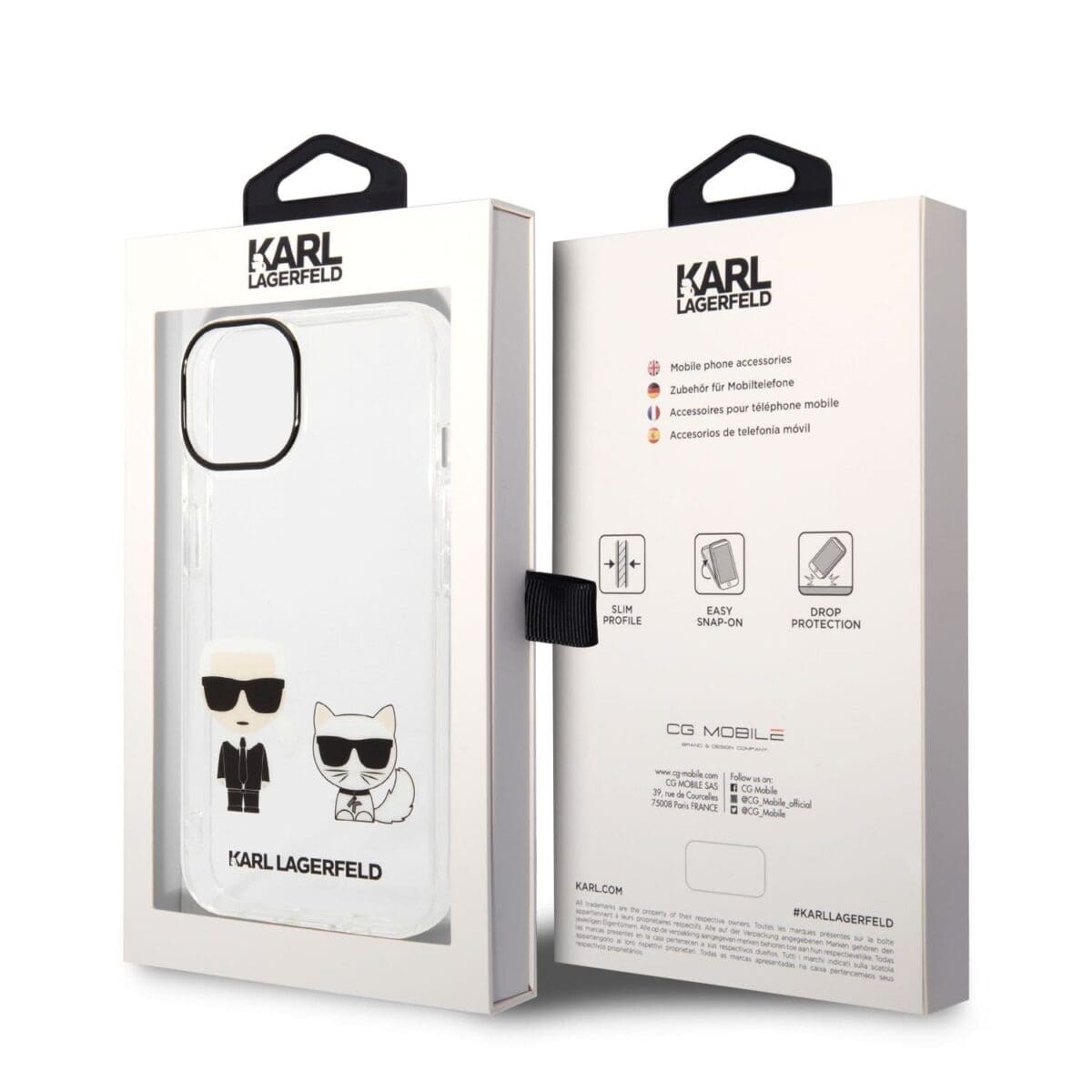 Karl Lagerfeld PC/TPU Ikonik Karl and Choupette Transparent Kryt iPhone 14