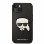 Karl Lagerfeld PU Saffiano Karl Head Black Kryt iPhone 14