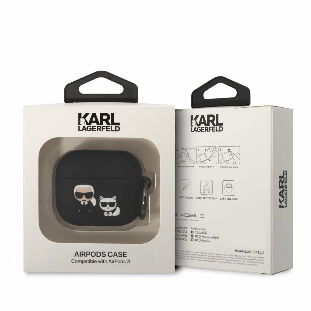 Karl Lagerfeld and Choupette AirPods 3 Silicone Kryt Black