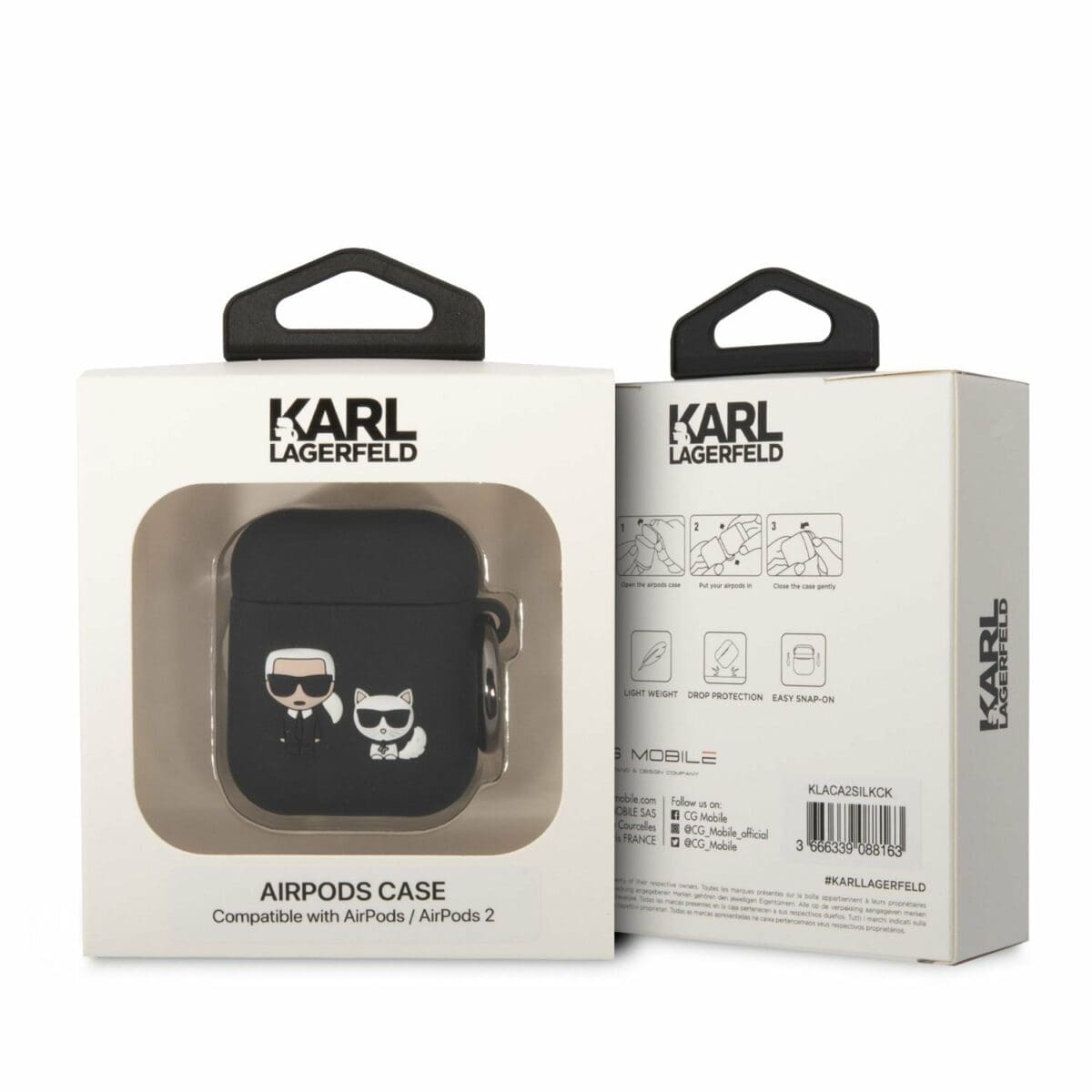 Karl Lagerfeld and Choupette AirPods Silicone Kryt Black