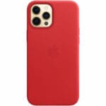 Apple Red Leather MagSafe Kryt iPhone 12 Pro Max
