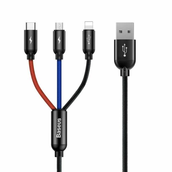 Baseus 3in1 Type-C & Lightning & Micro-USB Cable 120cm Black