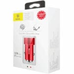 Baseus Car Charger Small Screw Dual USB Quick Charge 36W Red