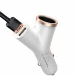 Baseus Car Charger Y-type Dual USB + Cigarette Lighter Extended 3.4A White
