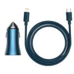 Baseus Golden Contacr Pro Quick Nabíjačka Do Auta USB Type C USB 40 W Power Delivery 3.0 Quick Charge 4+ SCP FCP AFC + USB Typ C - Lightning Cable Blue (TZCCJD-03)