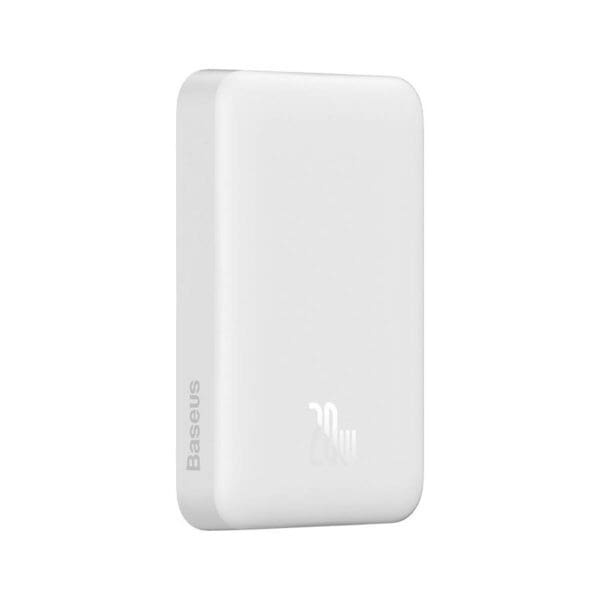 Baseus Magnetic Mini Power Bank with MagSafe 15W / PD Quick Charge QC 20W 10000mAh White (Overseas Edition) + Xiaobai Series USB-C Cable - USB-C 60W 3A 0.5m White