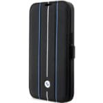 BMW BMBKP14L22RVSK Black Book Leather Stamp Blue Lines Kryt iPhone 14 Pro