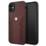 BMW BMHCN61RSPPR Red Leather Curve Perforate Kryt iPhone 11
