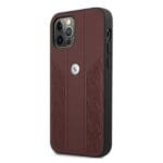 BMW BMHCP12LRSPPR Red Leather Curve Perforate Kryt iPhone 12 Pro Max
