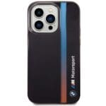 BMW BMHCP14X22HVGV Black IML Tricolor Stripe Kryt iPhone 14 Pro Max