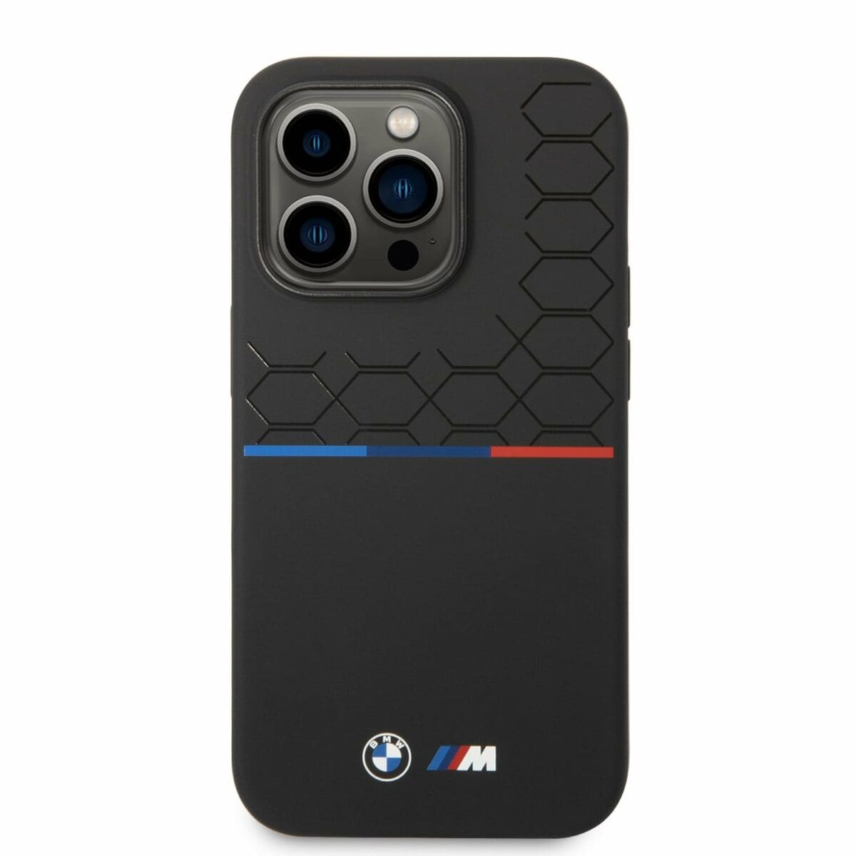 BMW M Liquid Silicone Tricolor Kryt iPhone 14 Pro Black