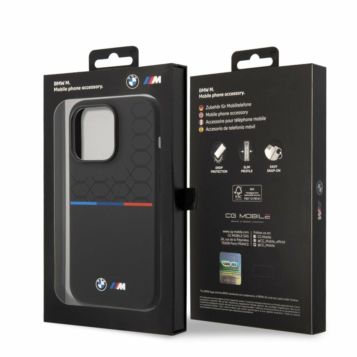 BMW M Liquid Silicone Tricolor Kryt iPhone 14 Pro Black