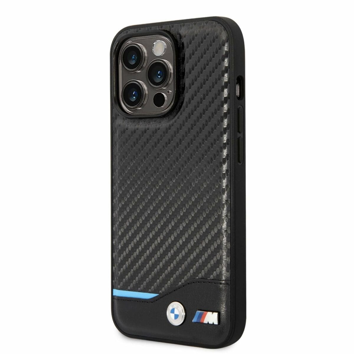 BMW M PU Carbon Blue Line Kryt iPhone 14 Pro Max Black
