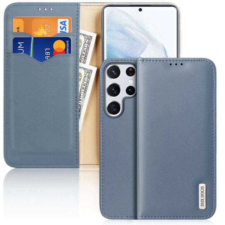 Dux Ducis Hivo Leather Flip Genuine Leather Wallet Cards And Documents Blue Kryt Samsung Galaxy S22 Ultra