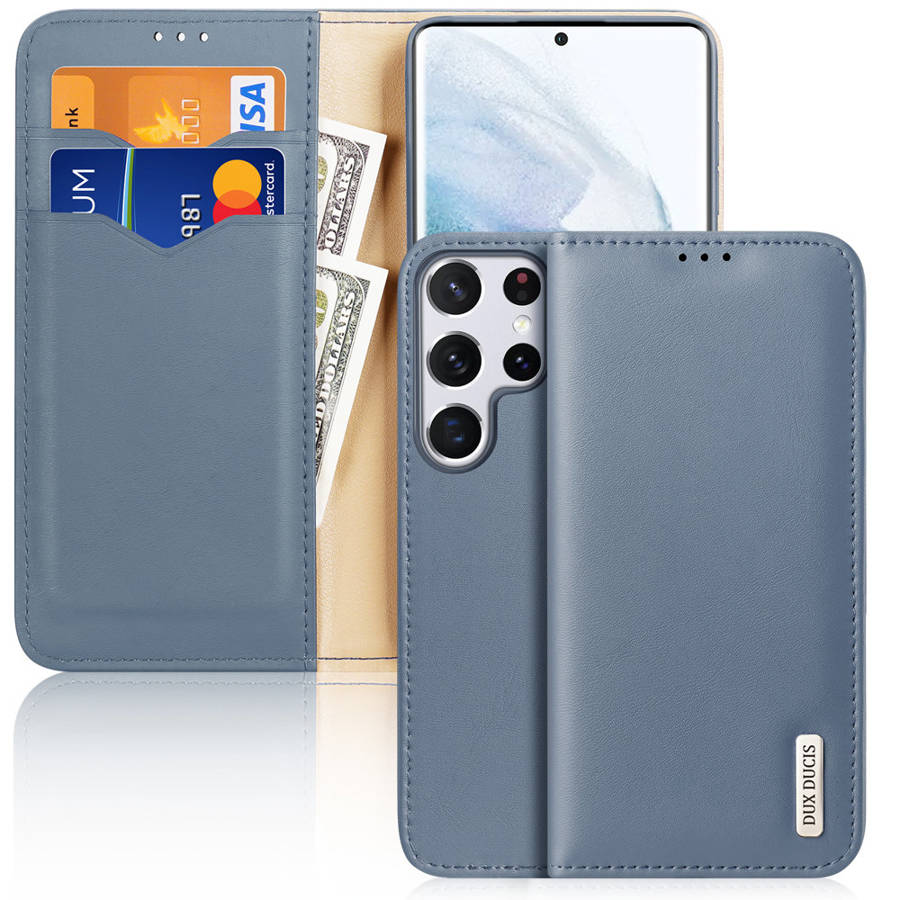 Dux Ducis Hivo Leather Flip Genuine Leather Wallet Cards And Documents Blue Kryt Samsung Galaxy S22 Ultra