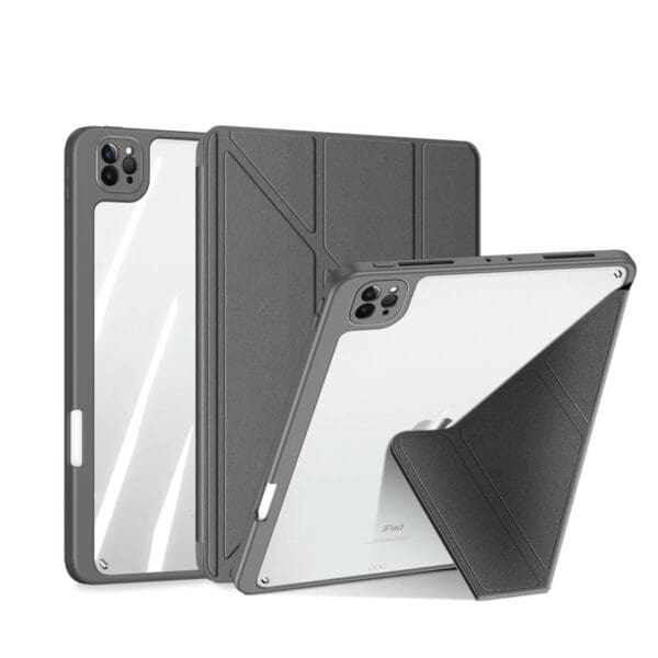 Dux Ducis Magi Case for iPad Pro 12.9 2021/2020/2018 Smart Cover Case with Stand and Storage for Apple Pencil Gray