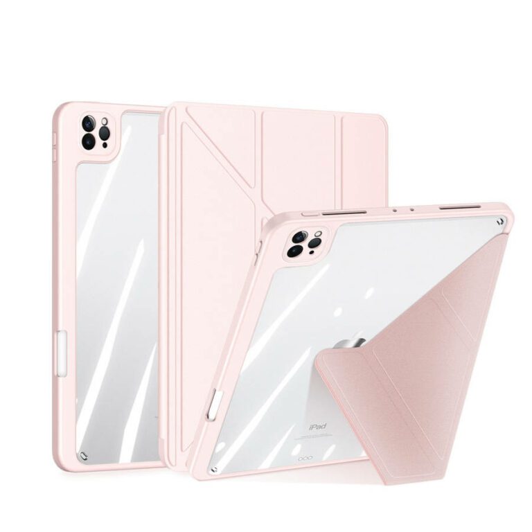Dux Ducis Magi Case for iPad Pro 12.9 2021/2020/2018 Smart Cover with Stand and Storage for Apple Pencil Pink