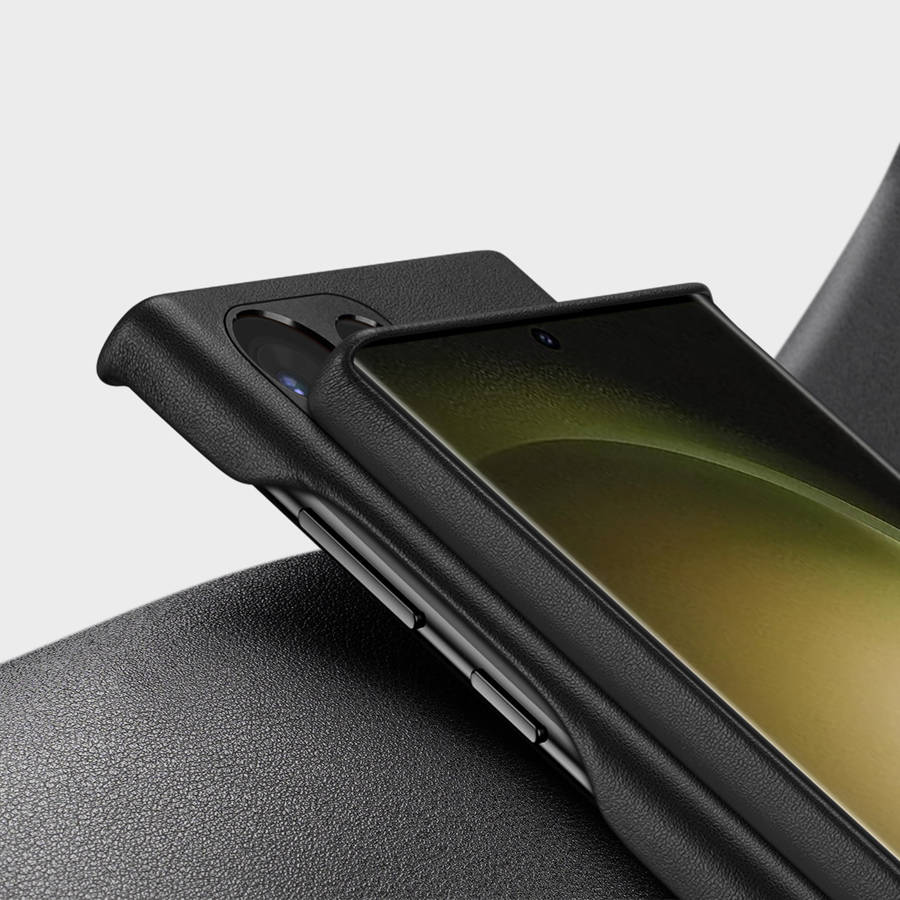 Dux Duxis Grit Elegant Artificial Leather MagSafe Black Kryt Samsung Galaxy S23 Ultra