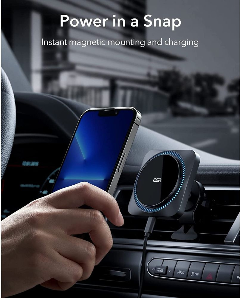 ESR Halolock Cryoboost MagSafe Magnetic Vent Car Mount with Cooling Fan Frosted Onyx