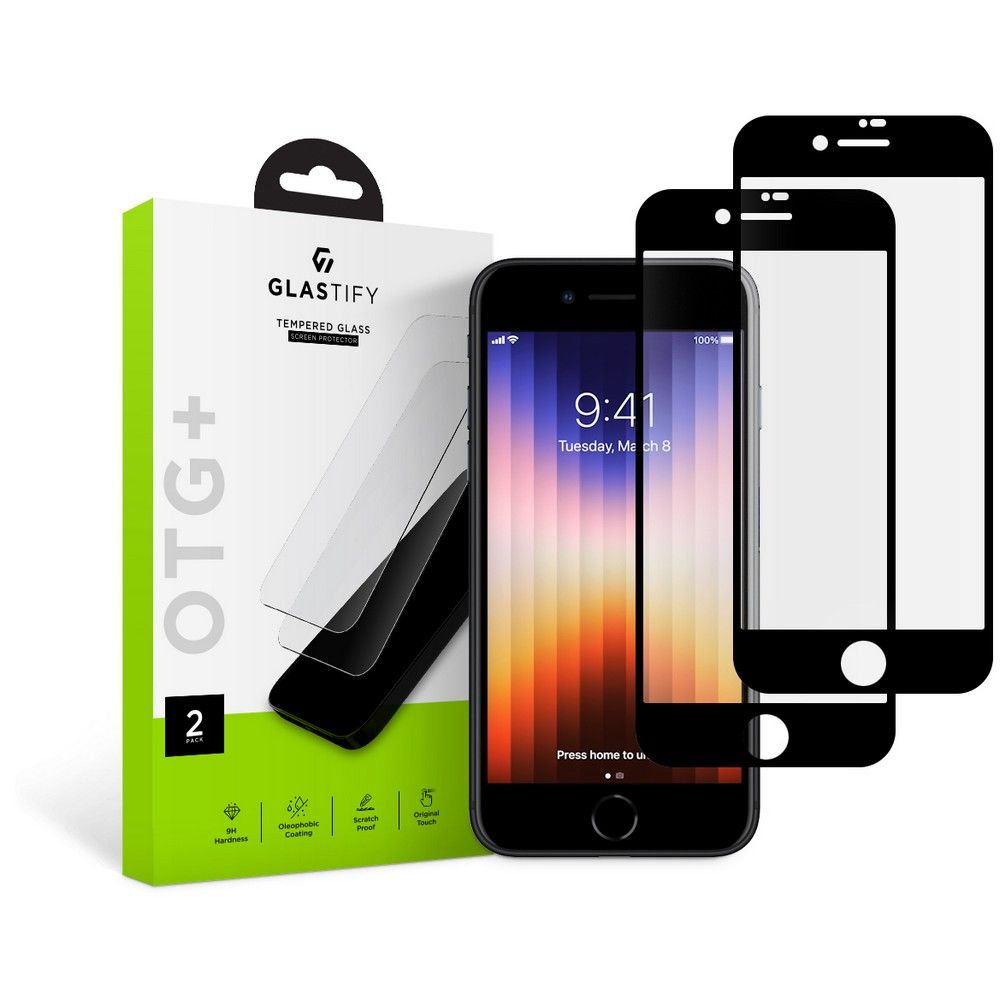 Glastify Otg+ 2-pack iPhone 7 / 8 / Se 2020 / 2022 Black