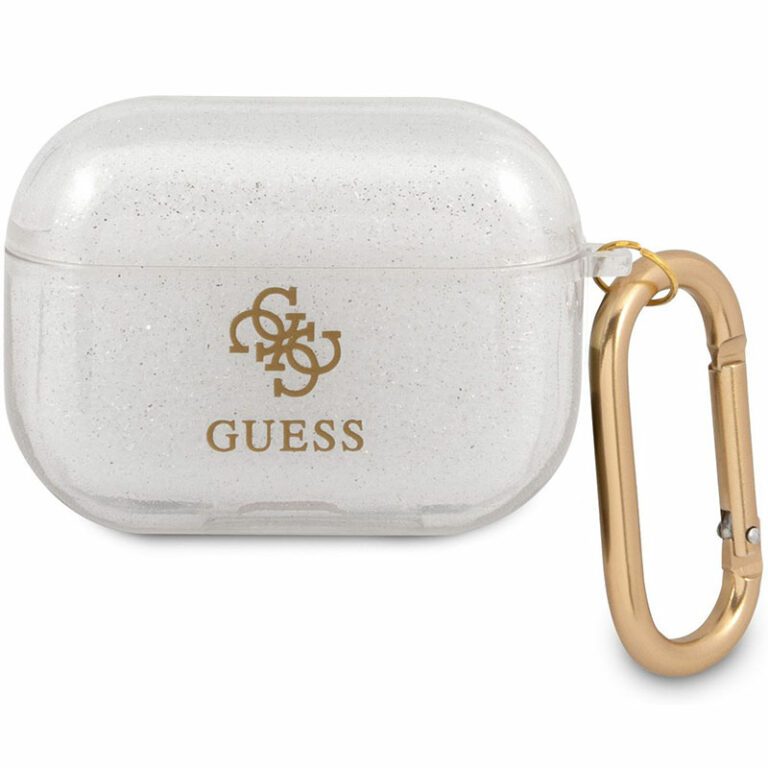 Guess 4G Glitter AirPods Pro TPU Kryt Transparent