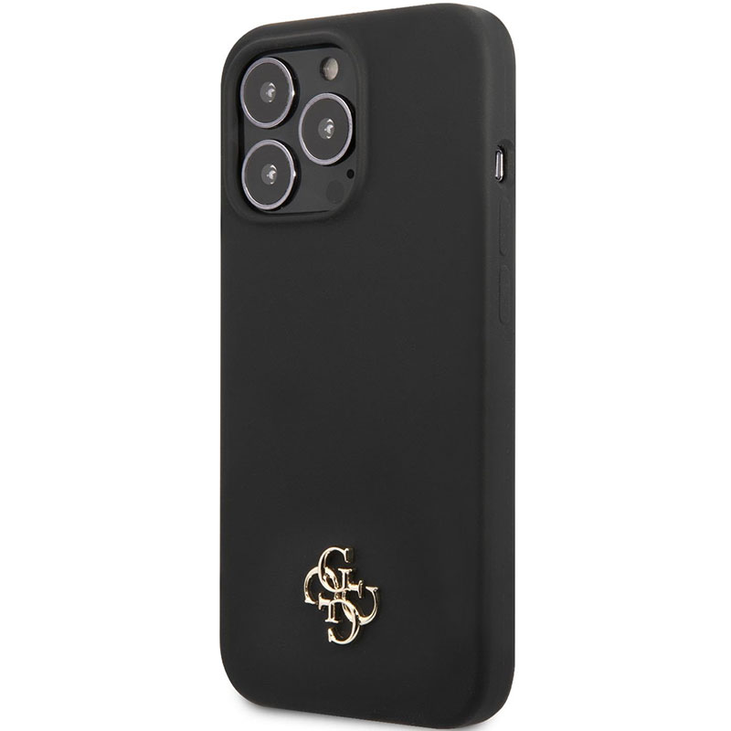 Guess 4G Silicone Metal Logo Black Kryt iPhone 13 Pro