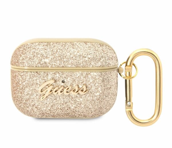 Guess Glitter Flakes Metal Logo AirPods Pro Gold Kryt AirPods Pro