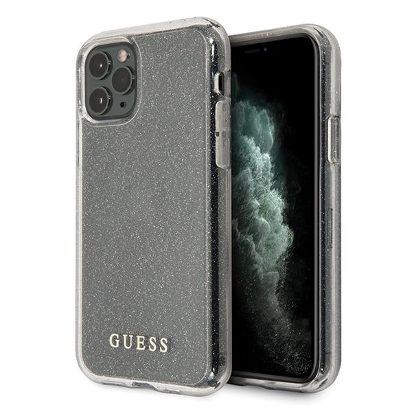 Guess Glitter GUHCN65PCGLSI Silver Kryt iPhone 11 Pro Max