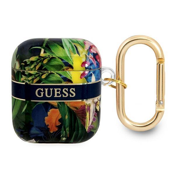 Guess GUA2HHFLB Blue Flower Strap Collection Kryt AirPods 1/2
