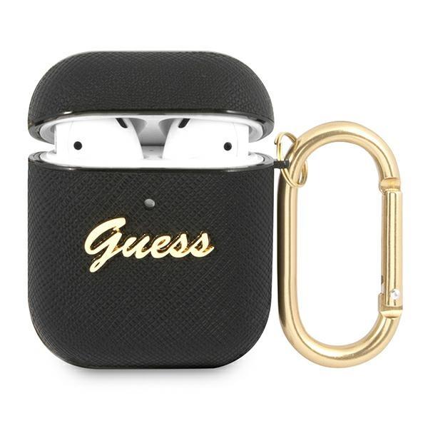 Guess GUA2SASMK 4G Collection Saffiano Black Kryt AirPods 1/2