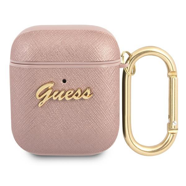 Guess GUA2SASMP 4G Collection Saffiano Pink Kryt AirPods 1/2