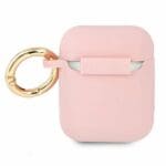 Guess GUA2SSSI Pink Silicone Vintage Script Kryt AirPods 1/2
