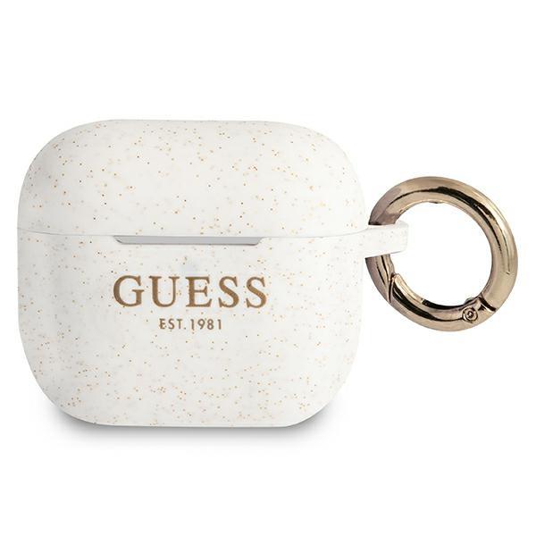 Guess GUA3SGGEH White Silicone Glitter Kryt AirPods 3