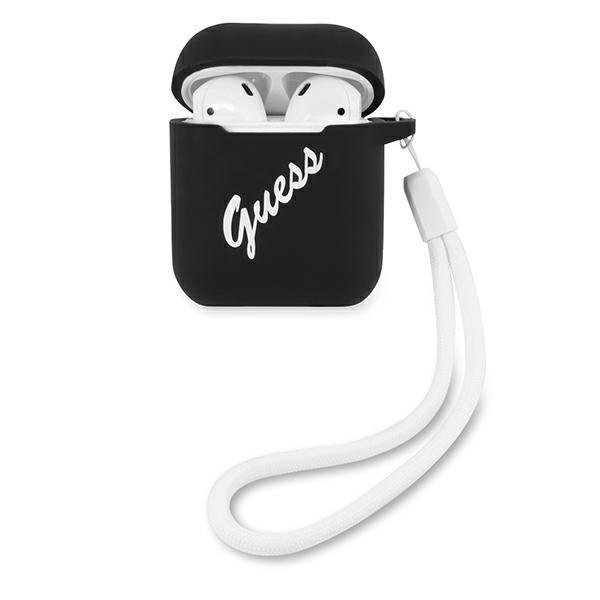 Guess GUACA2LSVSBW Black White Silicone Vintage Kryt AirPods 1/2