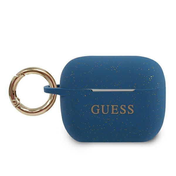 Guess GUACAPSILGLBL Blue Silicone Glitter Kryt AirPods Pro