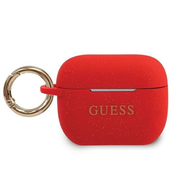 Guess GUACAPSILGLRE Red Silicone Glitter Kryt AirPods Pro