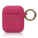 Guess GUACCSILGLBK Fuchsia Silicone Kryt AirPods 1/2