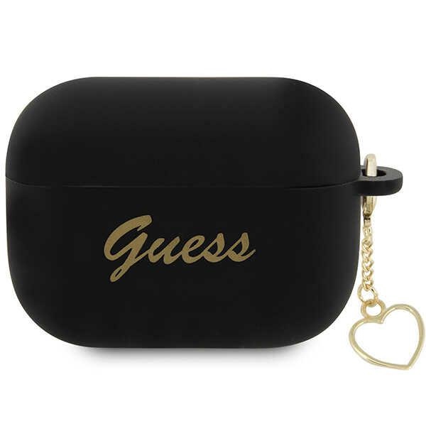 Guess GUAP2LSCHSK Black Silicone Charm Heart Collection Kryt AirPods Pro 2