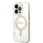 Guess GUBPP14LHMEACSH White Marble MagSafe Kryt + Nabíjačka iPhone 14 Pro
